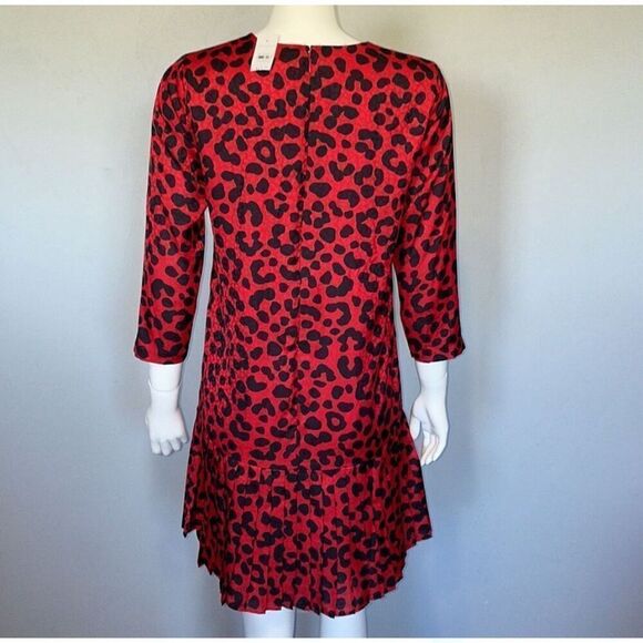 NWT $149 Ann Taylor Women's Size 6 Cheetah Print Pleated Shift Dress - Picture 9 of 9